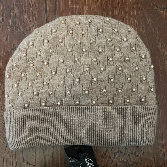 Pearl Winter Knit Beanie Hat Color Taupe main image 4